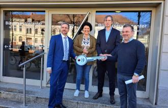 Oberbürgermeister Mike Schubert eröffnet zusammen mit der Beigeordneten Brigitte Meier, Dr. Karsten Lauber und Mathias Laube.
