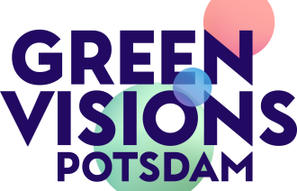 Schriftzug Green Visions Potsdam vor bunten Kreisen
