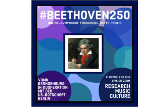 Bunte Grafik um das Gesicht von Beethoven - Einladung zum Symposium