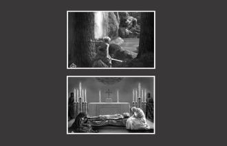 Das Bild zeigt Standfotos aus dem Film "Die Nibelungen". Die Nibelungen, Standfotos