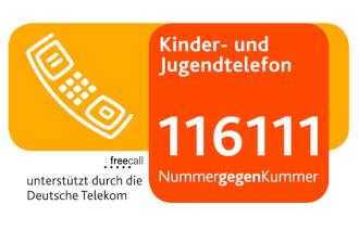 Telefonnummer des Kinder- und Jugendtelefons "Nummer gegen Kummer"