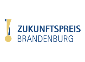 Schriftzug Zukunftspreis Brandenburg mit zwei verschlungenen Ausrufezeichen