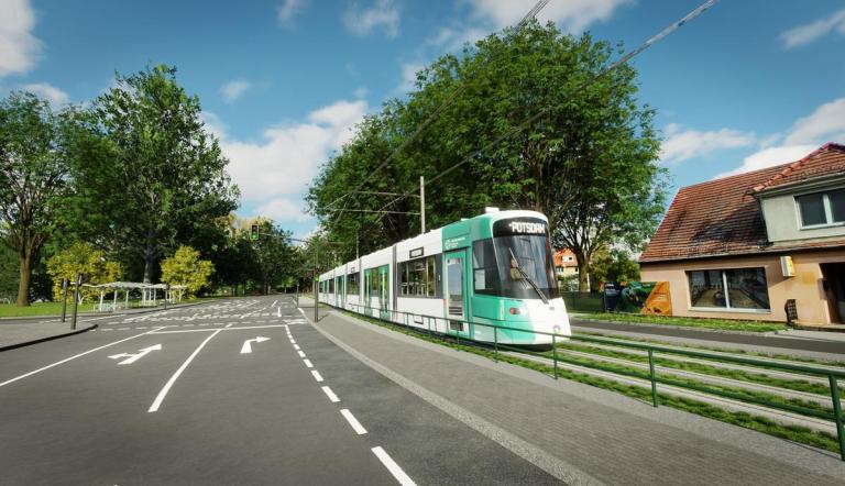 Visualisierung: Tramtrasse Neu Fahrland Nordbrücke - Möglicher Endzustand