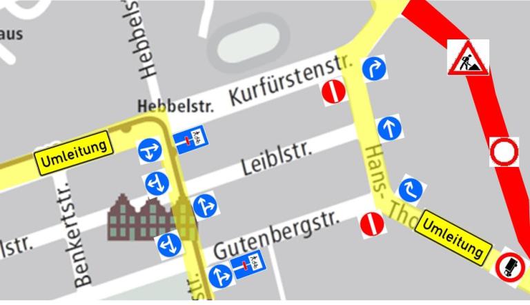 Kartenausschnitt Umleitung Behlertstraße
