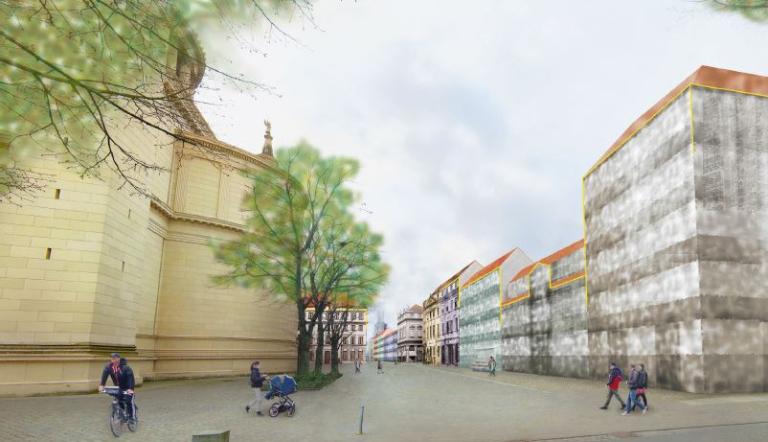 Visualisierung Stadtraum zwischen Nikolaikirche und Block V, Visualisierung: AST, Andreas Stadler 2022