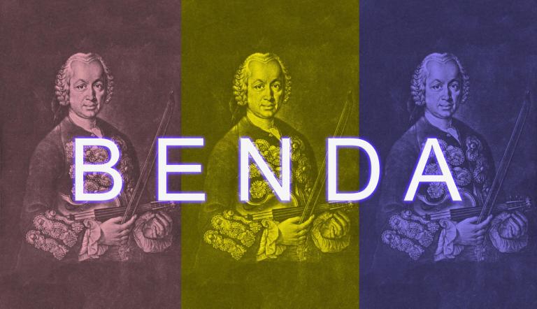 3x das gleiche alte Porträt des Hofmusikers Franz Benda - in 3 Farben getönt
