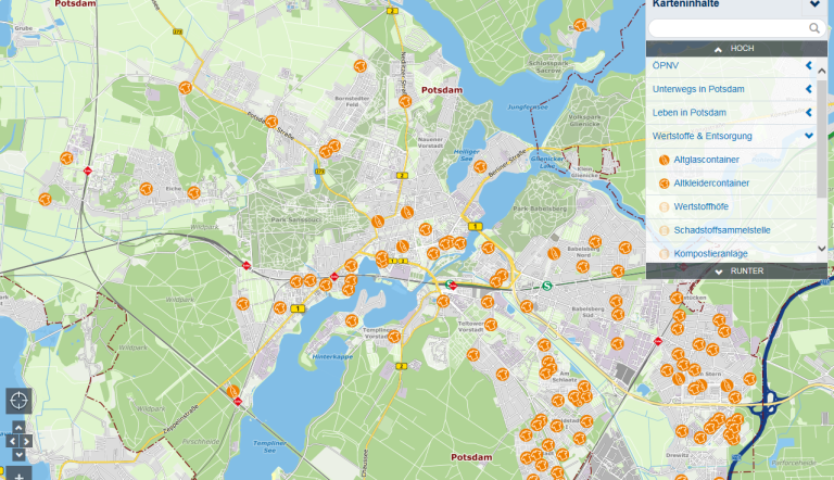 Screenshot des Kundenstadtplans der Stadtwerke Potsdam