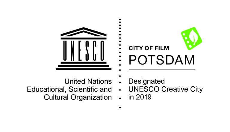 Die Abbildung zeigt das offizielle Logo der UNESCO Creative City of Film Potsdam.