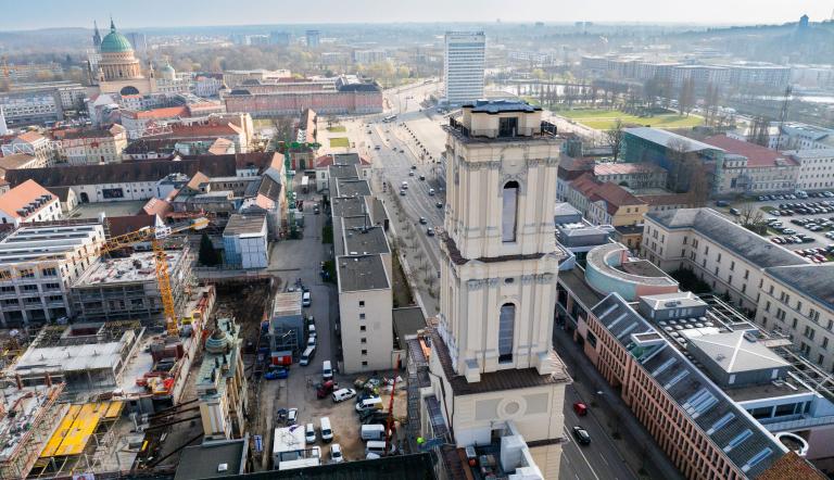 Turm der Garnisonkirche Potsdam Drohne, Foto: Agentur GLOW Berlin, Lizenz: Stiftung Garnisonkirche Potsam